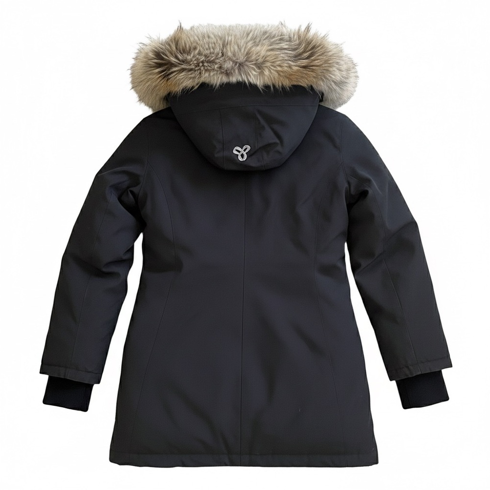 Aritzia Golden by TNA Haven Black Parka Coat with Faux Fur Hood size XS - Picture 5 of 16